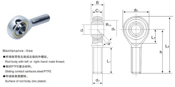 Miniature Rod Ends Metric Spherical Rod Ends Sliding Radial Load SIBJK14S 0